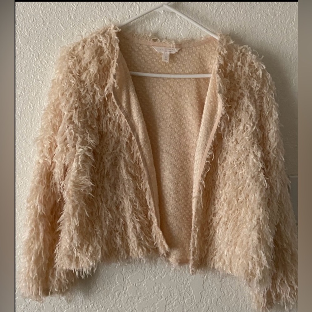 LC Lauren Conrad Cream Fuzzy Sweater
